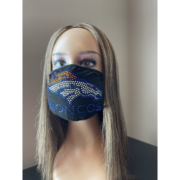 Denver Broncos Bling Rhinestone Face Mask - Picture 6 of 10